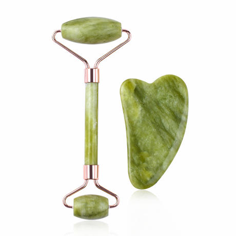 green jade roller gua sha set