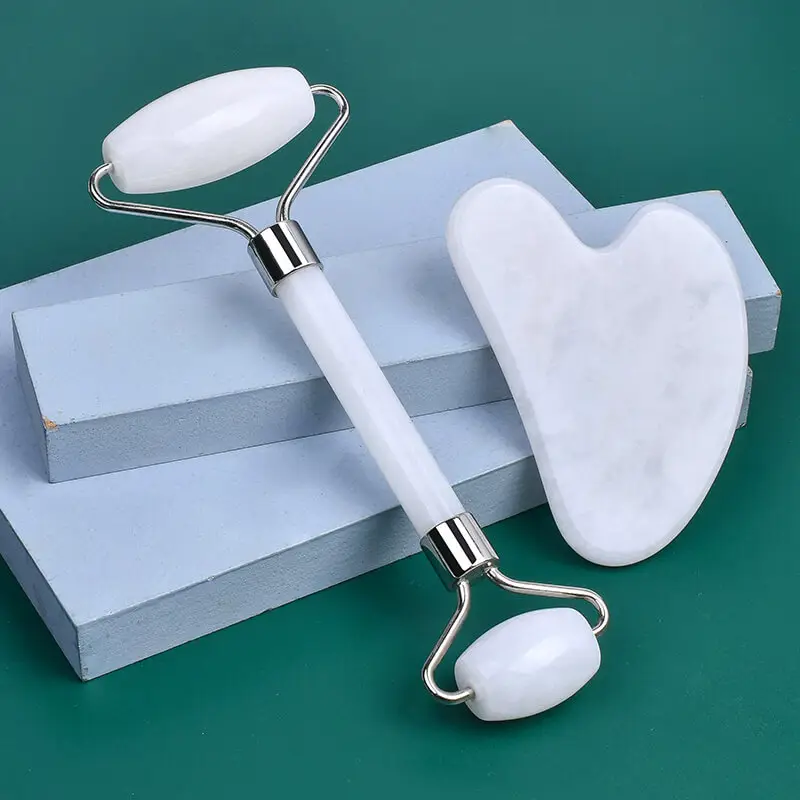 white jade face gua sha set