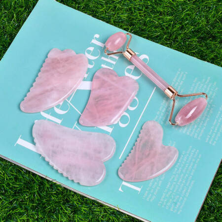 rose quartz roller gua sha set